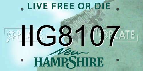 IIG8107 New Hampshire License Plate