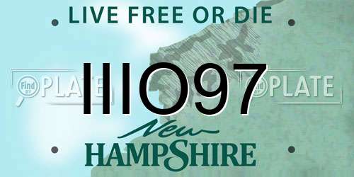 IIIO97 New Hampshire License Plate