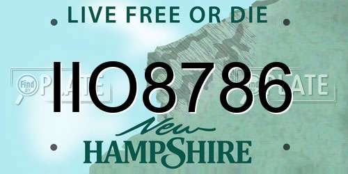 IIO8786 New Hampshire License Plate