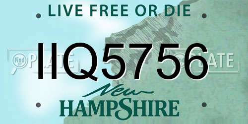 IIQ5756 New Hampshire License Plate