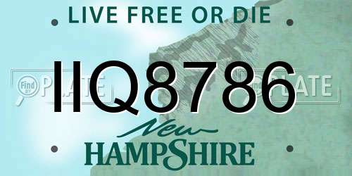 IIQ8786 New Hampshire License Plate