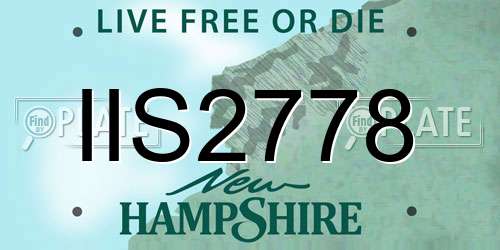 IIS2778 New Hampshire License Plate
