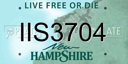 IIS3704 New Hampshire License Plate