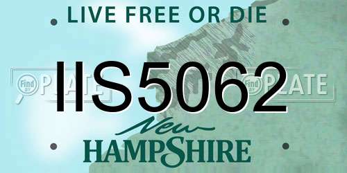IIS5062 New Hampshire License Plate