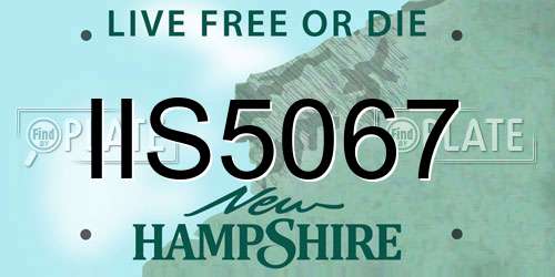 IIS5067 New Hampshire License Plate