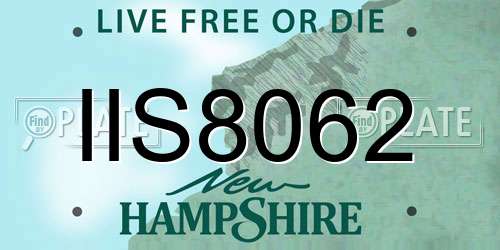 IIS8062 New Hampshire License Plate