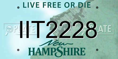 IIT2228 New Hampshire License Plate