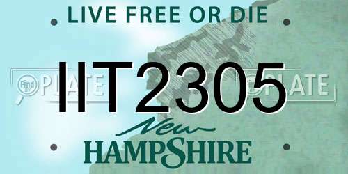 IIT2305 New Hampshire License Plate