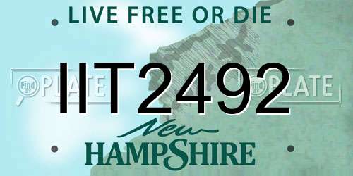 IIT2492 New Hampshire License Plate