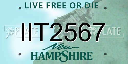 IIT2567 New Hampshire License Plate