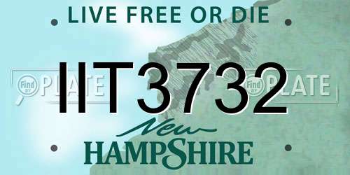 IIT3732 New Hampshire License Plate