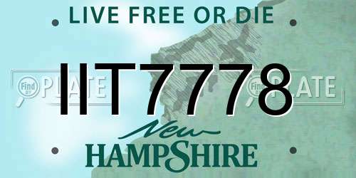 IIT7778 New Hampshire License Plate