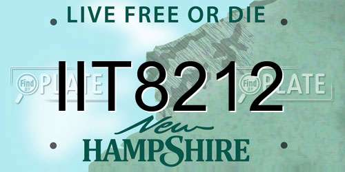 IIT8212 New Hampshire License Plate
