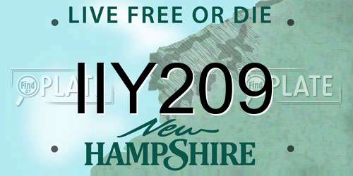 IIY209 New Hampshire License Plate