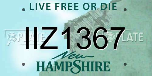 IIZ1367 New Hampshire License Plate