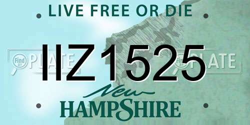IIZ1525 New Hampshire License Plate
