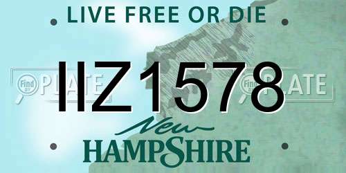 IIZ1578 New Hampshire License Plate
