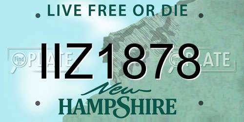 IIZ1878 New Hampshire License Plate
