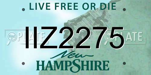 IIZ2275 New Hampshire License Plate