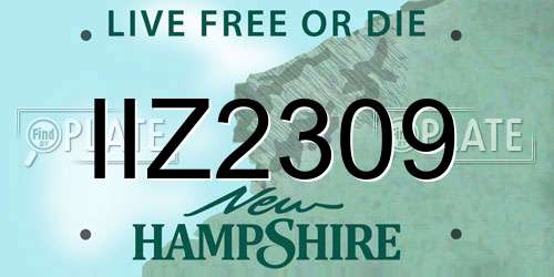 IIZ2309 New Hampshire License Plate