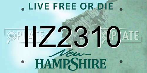 IIZ2310 New Hampshire License Plate