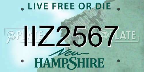 IIZ2567 New Hampshire License Plate