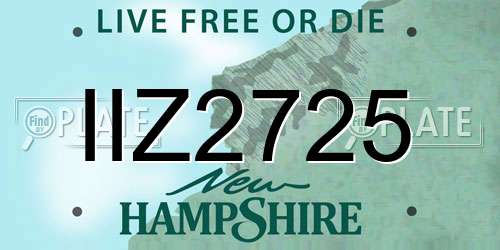IIZ2725 New Hampshire License Plate