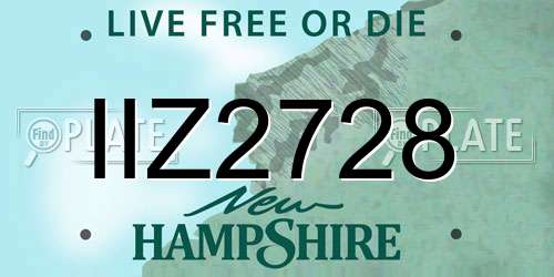 IIZ2728 New Hampshire License Plate