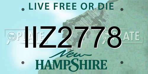 IIZ2778 New Hampshire License Plate