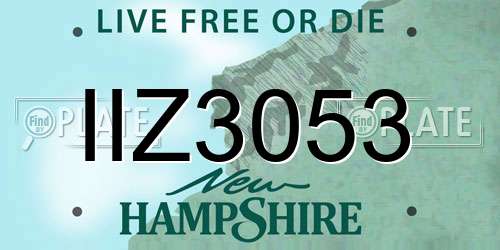 IIZ3053 New Hampshire License Plate