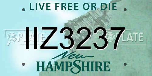 IIZ3237 New Hampshire License Plate