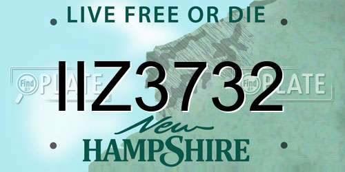IIZ3732 New Hampshire License Plate