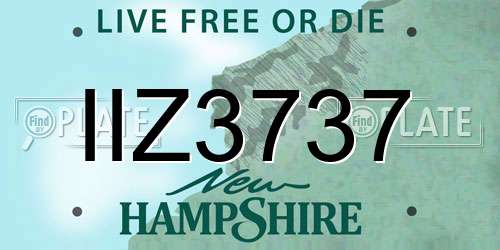 IIZ3737 New Hampshire License Plate