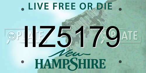 IIZ5179 New Hampshire License Plate