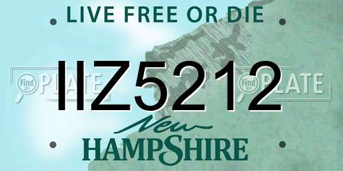 IIZ5212 New Hampshire License Plate
