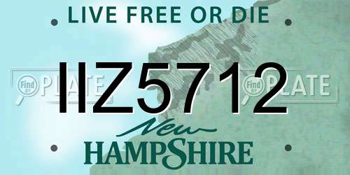 IIZ5712 New Hampshire License Plate