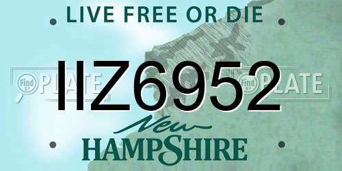 IIZ6952 New Hampshire License Plate