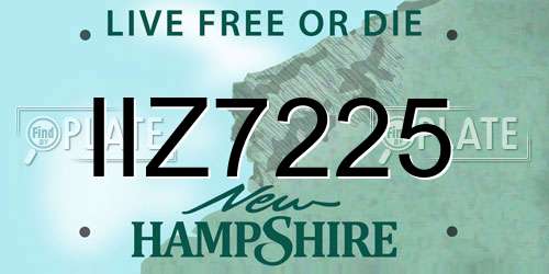 IIZ7225 New Hampshire License Plate