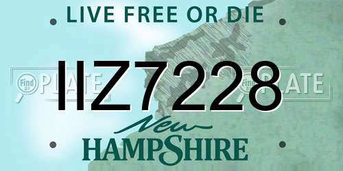 IIZ7228 New Hampshire License Plate