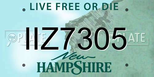 IIZ7305 New Hampshire License Plate