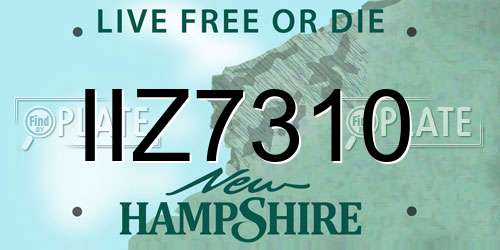 IIZ7310 New Hampshire License Plate