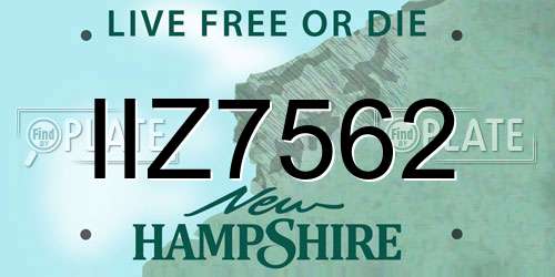 IIZ7562 New Hampshire License Plate