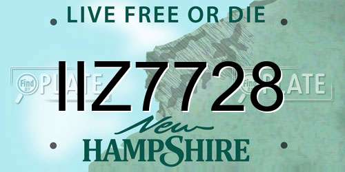 IIZ7728 New Hampshire License Plate