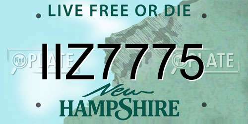 IIZ7775 New Hampshire License Plate
