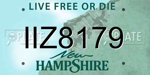 IIZ8179 New Hampshire License Plate