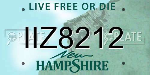 IIZ8212 New Hampshire License Plate