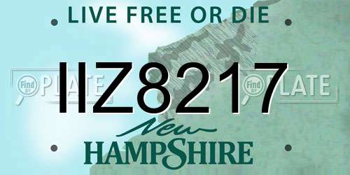 IIZ8217 New Hampshire License Plate