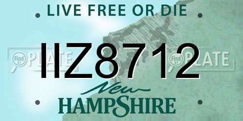 IIZ8712 New Hampshire License Plate