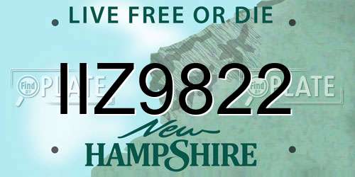 IIZ9822 New Hampshire License Plate