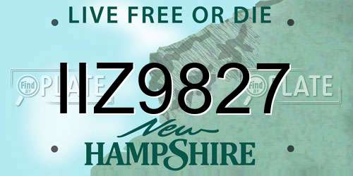 IIZ9827 New Hampshire License Plate